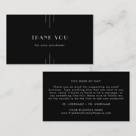 EVERLY Modern Art Deco Black and White Thank You Visitekaartje