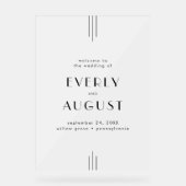 EVERLY Modern Art Deco Black Huwelijk Welkom Acryl Bord (Voorkant)