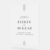 EVERLY Modern Art Deco Black Huwelijk Welkom Acryl Bord (Hoek)