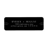 EVERLY Modern Art Deco Black Retour Adreslabels Etiket (Voorkant)