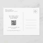 EVERLY Modern Art Deco Black Wedding Save the Date Uitnodiging Briefkaart (Achterkant)