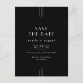 EVERLY Modern Art Deco Black Wedding Save the Date Uitnodiging Briefkaart (Voorkant)