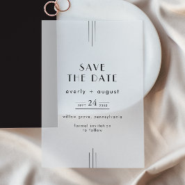 EVERLY Modern Art Deco Black Wedding Save the Date Vellum Uitnodigingen