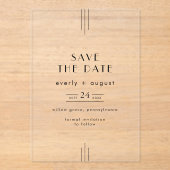 EVERLY Modern Art Deco Wedding Save the Date Acryl Uitnodigingen (Voorkant)
