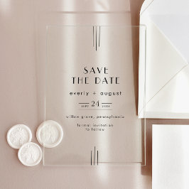 EVERLY Modern Art Deco Wedding Save the Date Acryl Uitnodigingen