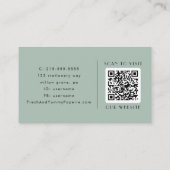 EVERLY Modern Classic Art Deco Sage Green QR Code Visitekaartje (Achterkant)