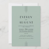 EVERLY Modern Classic Art Deco Sage Green Wedding Kaart (Voorkant)