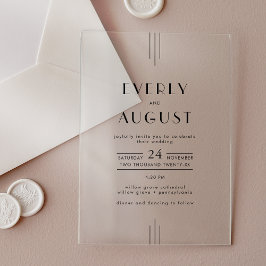 EVERLY moderne art deco acryl bruiloft uitnodiging