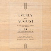 EVERLY moderne art deco acryl bruiloft uitnodiging (Voorkant)