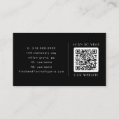 EVERLY Moderne Art Deco Zwart en Wit QR Code Visitekaartje (Achterkant)