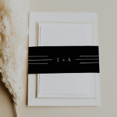 EVERLY Moderne Art Deco Zwart Monogram Huwelijk Uitnodigingen Wikkel