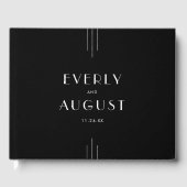 EVERLY Moderne Art Deco Zwart-wit bruiloft Gastenboek (Voorkant)