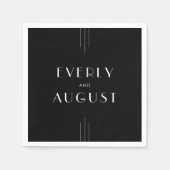 EVERLY Moderne Art Deco Zwart-wit bruiloft Servet (Voorkant)