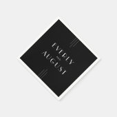 EVERLY Moderne Art Deco Zwart-wit bruiloft Servet (Hoek)