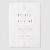 EVERLY Moderne Art Deco Zwart-wit bruiloft Vellum Uitnodigingen (Voorkant)
