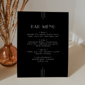 EVERLY Moderne Art Deco Zwarte Trouwbar Menu Teken Reclamebord Met Voetstuk