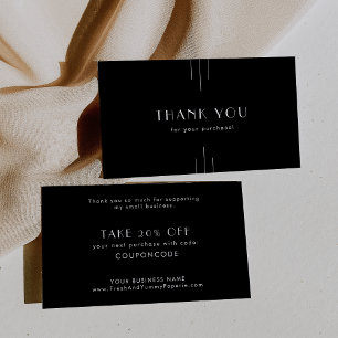 EVERLY Moderne Art Deco Zwarte Zakelijke Dankjewel Kortingskaartje