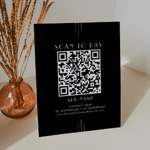 EVERLY Moderne Art Deco Zwarte Zakelijke Scan Om T Reclamebord Met Voetstuk