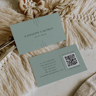 EVERLY Moderne Klassieke Art Deco Sagegroene QR-co Visitekaartje