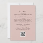EVERLY Retro Art Deco Blush Pink QR Code Wedding Kaart (Achterkant)