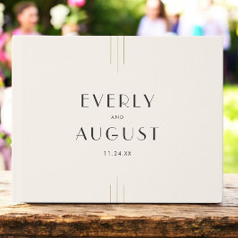 EVERLY Retro Art Deco Ivoorkleurig Zwart Trouwboek Gastenboek