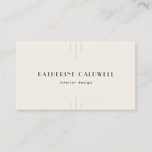 EVERLY Retro Art Deco Ivory Gold Black QR Code Visitekaartje (Voorkant)