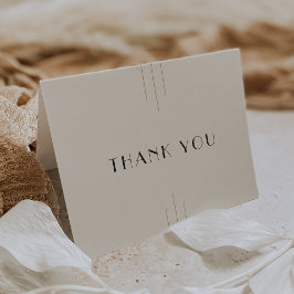 EVERLY Retro Art Deco Ivory Gold Black Wedding Bedankkaart