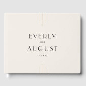 EVERLY Retro Art Deco Ivory Gold Black Wedding Gastenboek (Voorkant)