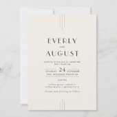 EVERLY Retro Art Deco Ivory Gold Black Wedding Kaart (Voorkant)