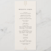 EVERLY Retro Art Deco Ivory Gold Black Wedding Programmakaart (Achterkant)