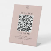 EVERLY Retro Art Deco Roze Bar Menu QR Code Reclamebord Met Voetstuk (Voorkant)