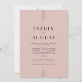 EVERLY Retro Art Deco Roze QR Code Trouwkaart Kaart (Voorkant)
