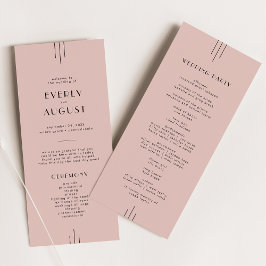 EVERLY Retro Vintage Art Deco Blush Pink Wedding Programmakaart