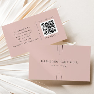 EVERLY Retro Vintage Art Deco Roze QR Code Visitekaartje