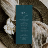 EVERLY Simple Retro Art Deco Peacock Teal Wedding Menu