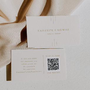 EVERLY Vintage Art Deco Crème en Goud QR Code Visitekaartje