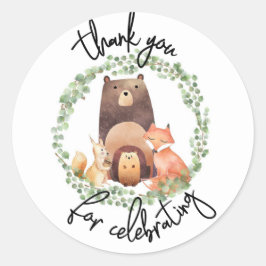 EVERLY woodland Baby shower|Waterverf|woud Ronde Sticker