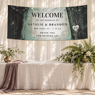 Evermore Betoverd Bos Mos Bruiloft Welkom Spandoek