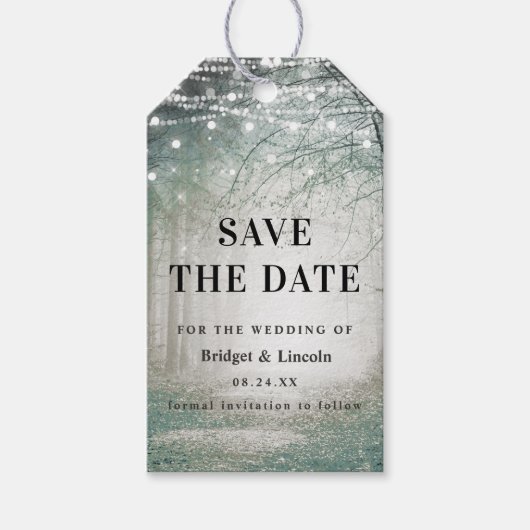 Evermore Enchanted Forest Save The Date met Foto Cadeaulabel (Voorkant)