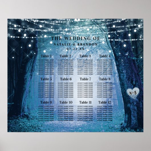 Evermore | Enchanted Forest Table Seating Chart Poster (Voorkant)