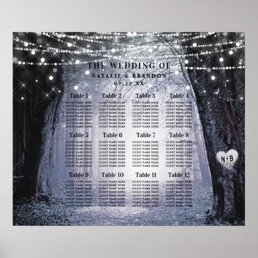 Evermore | Enchanted Forest Table Seating Chart Poster (Voorkant)