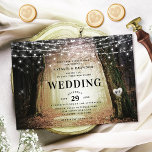 Evermore | Kantelend bos | Amber Wedding Kaart<br><div class="desc">steeds meer | Betoverd sprookjesbos | Amber Gold bruiloft uitnodigingssuite. Dromerige magische fantasie bos, met etherische strijklichten en sprookjesorbs gloeien en sprankelen rondom. Het afbeelding heeft een maanverlichte gloed, voor een romantische avond bruiloft locatie verlicht. Dit betoverende ontwerp is zeker om uw gasten te betoveren! De aanpasbare tekst wordt ondersteund...</div>