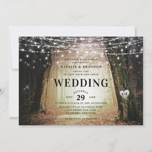 Evermore | Kantelend bos | Amber Wedding Kaart (Voorkant)