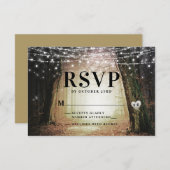 Evermore | Kantelend bos | Amber Wedding RSVP Kaartje (Voorkant / Achterkant)