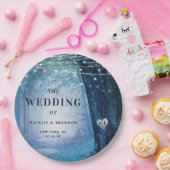 Evermore | Kantelend bos | Blauw huwelijk Papieren Bordje (Feest)