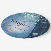 Evermore | Kantelend bos | Blauw huwelijk Papieren Bordje (Gekanteld)