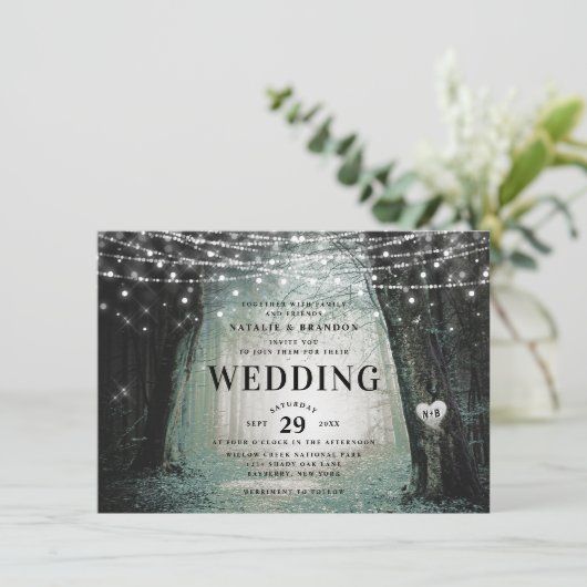 Evermore | Kantelend bos | Moss Wedding Kaart (Staand voorkant)