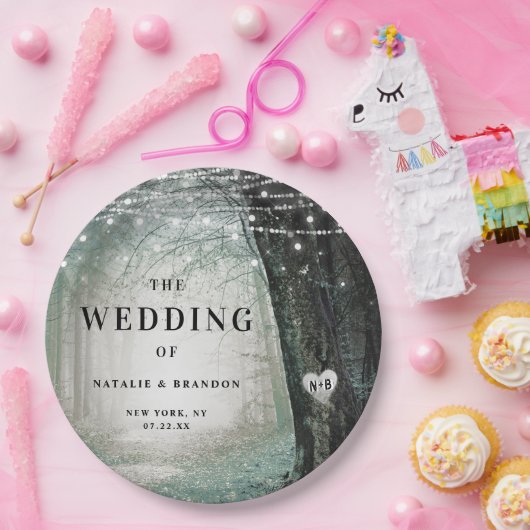 Evermore | Kantelend bos | Moss Wedding Papieren Bordje (Feest)