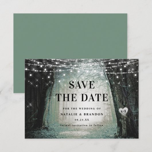 Evermore | Kantelend bos | Moss Wedding Save The Date (Voorkant / Achterkant)