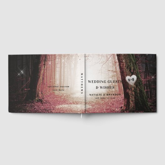Evermore | Kantelend bos | Roze huwelijk Gastenboek (Volledig)
